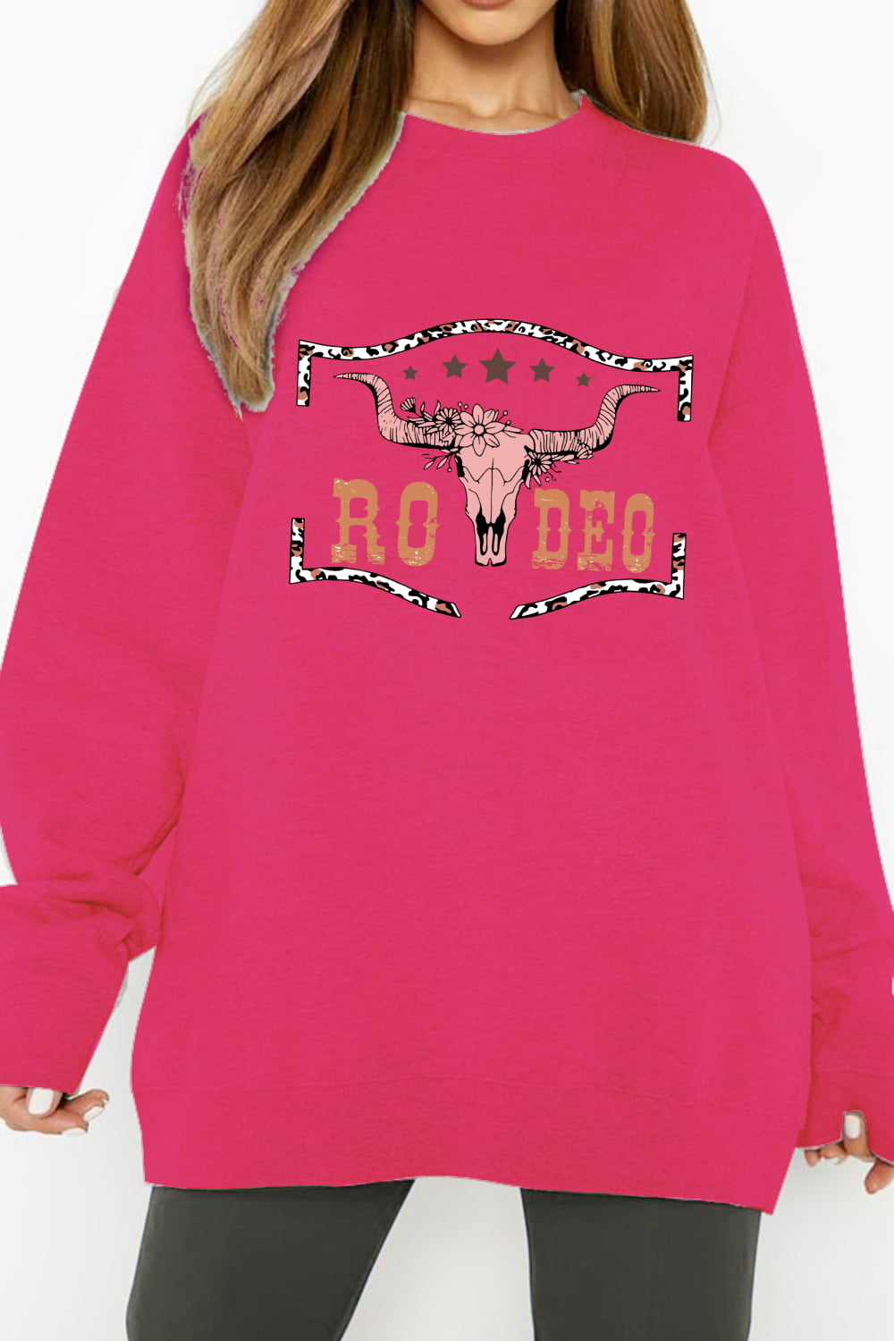 Simply Love Full Size Round Neck Dropped Shoulder RODEO Graphic Sweatshirt